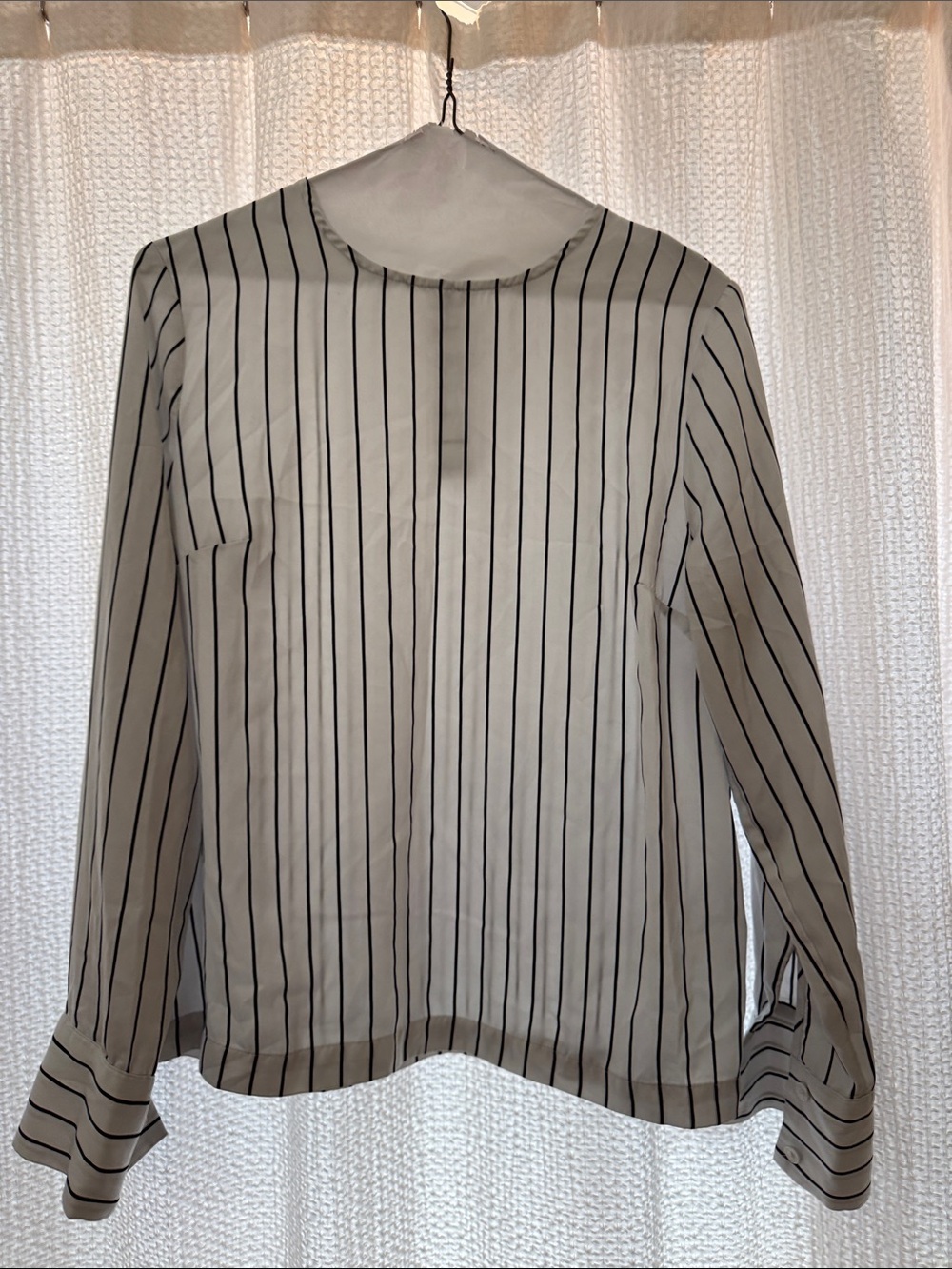 Banana Republic Vertical Stripe Long Sleeve Blouse - White/Black
